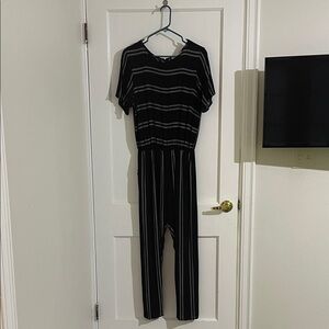 Elegant Striped Black and White Jumpsuit